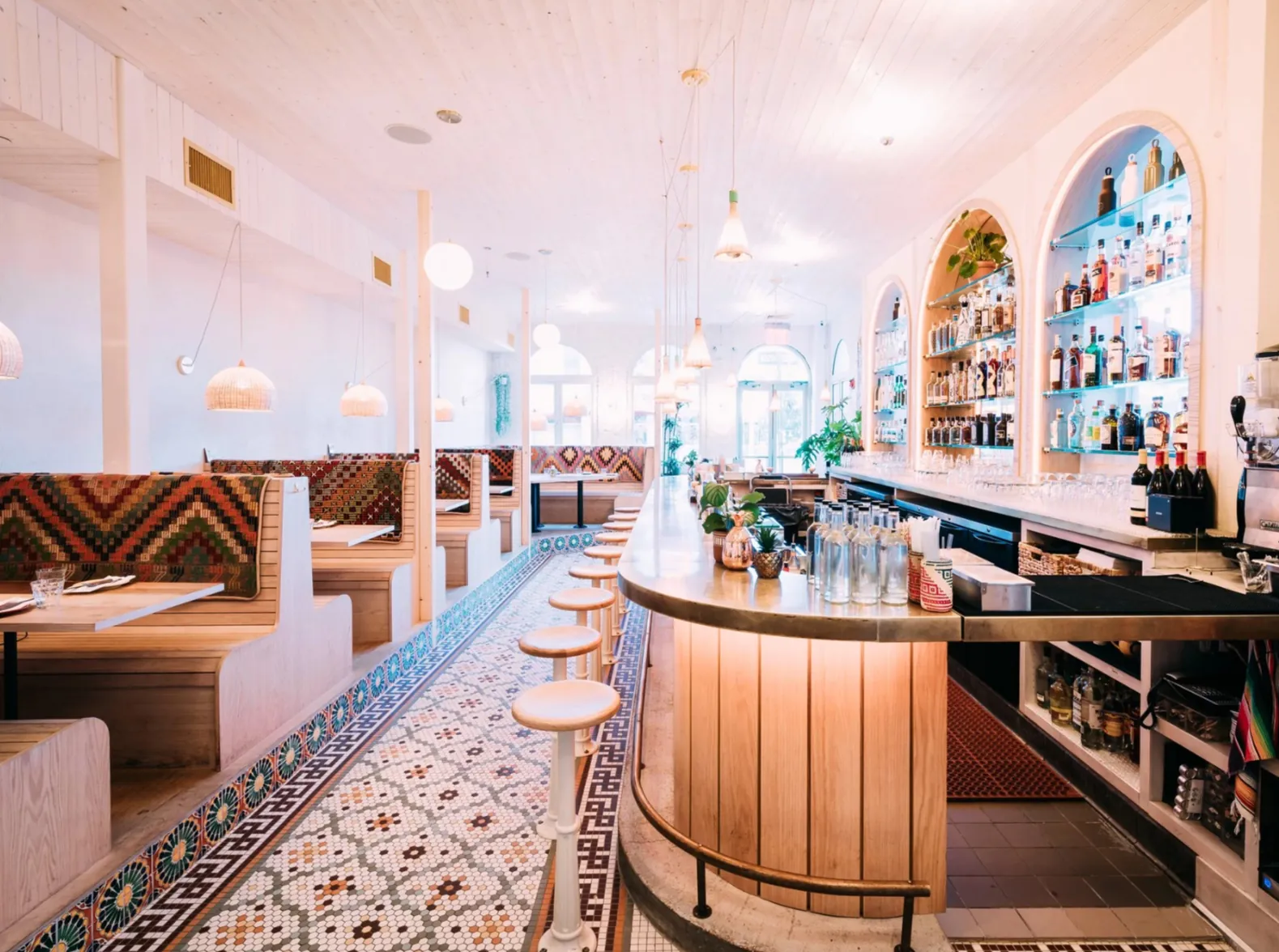 Jajaja Mexicana tiled bar and millwork